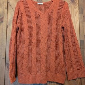 Women's Easel Brand Orange Cable Knit Sweater